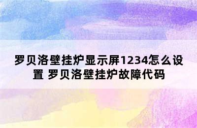 罗贝洛壁挂炉显示屏1234怎么设置 罗贝洛壁挂炉故障代码